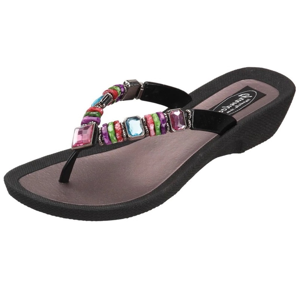 BRAND NEW BLACK/BLING SANDALS SIZE 6